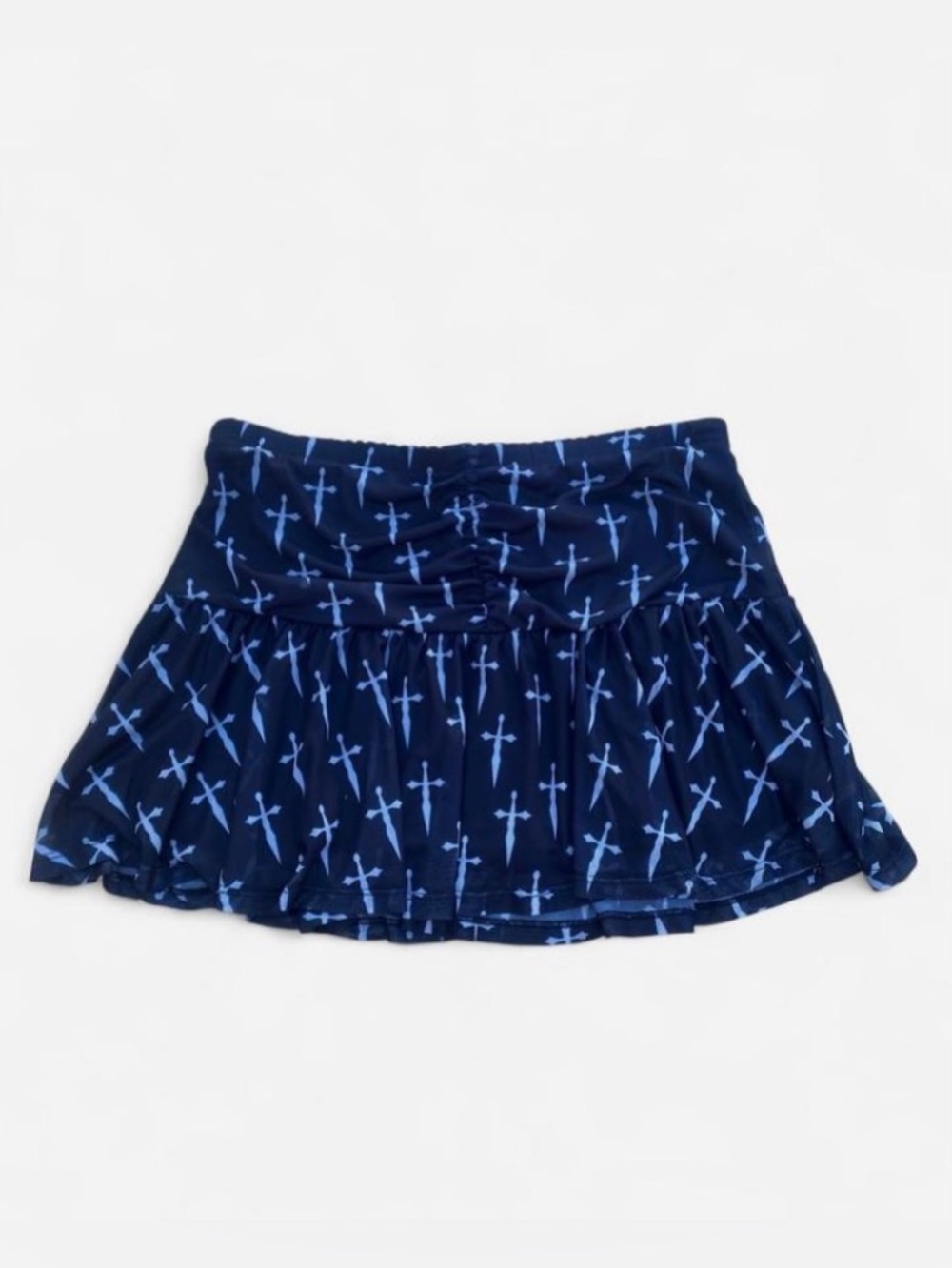 Hot Topic Black & White Mini Skirt Cross Design Micro Mesh Lining